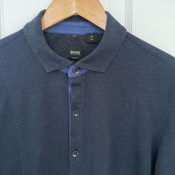 Hugo Boss, Boss Slim Fit Shirt, Jersey Stretch Denim/Navy Blue - Picture 3 of 9